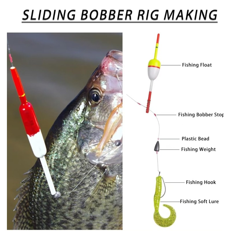 KAYYIPEX Slip Bobber Stop for Fishing Line,Float Bobber Stops&Fishing Beads