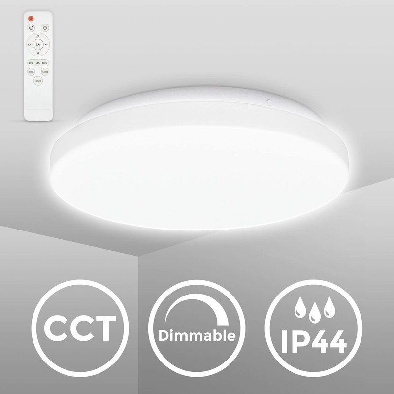 B.K.Licht - Bathroom Ceiling Light with Remote Control, Adjustable Warm