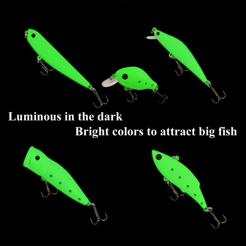 Luminous Fishing Lure Bait Set- 5Pcs Hard Lure Minnow Crankbait