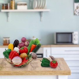 Woration Simulation Vegetables Realistic Fake Garlic Cucumber Pepper Carrot Corn Onion Eggplant Tomato Potato Mushroom Bitter Melon Kitchen Home Artificial Décor 15pcs