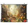 AIIKES 7x5FT Spring Backdrop Enchanted Forest Fairy Tale Backdrop for