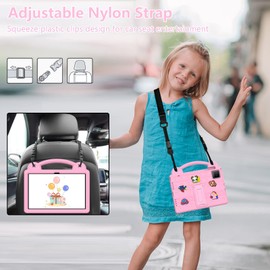 Kwamaz Kids Case for Tmobile Revvl Tab 5G Tablet 10.36-inch 2023, EVA Heavy Duty Protection Cover with Shoulder Strap Stand Handle DIY Figures (Pink)