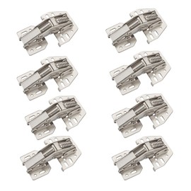 JUNKER Screw-On Hinges 90° with Mounting Stop (Nickel-Plated Steel, Adjustable) Flap Hinge for Screwing On Pack of 8