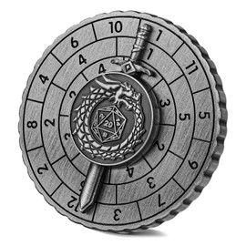 Spinner DND Dice, 7-in-1 Dragon Sword Metallic D&D Dice, Dragon Roulette Dice Spinner for DND Dice Set, DND Gifts with Gift Box, Role Playing Board Game Accessories, DND Dice Set Gifts, Dark Silver