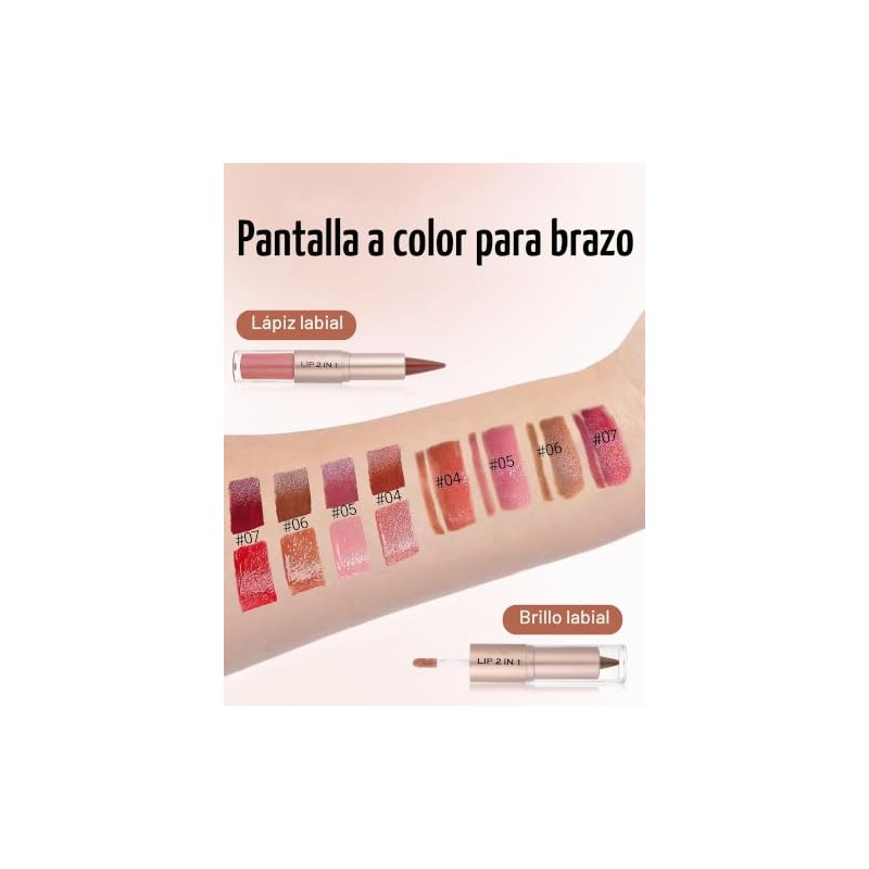 Erinde Set combinado de Labios 2 en 1, Alta Pigmentación,05#