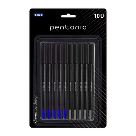 Pentonic Linc Ball Point Pen Blister Pack | Smooth Writing | 0.7 mm | Combo 5 Black Ink & 5 Blue Ink | Black Body, Pack of 10 (LNPTPCS10BP)