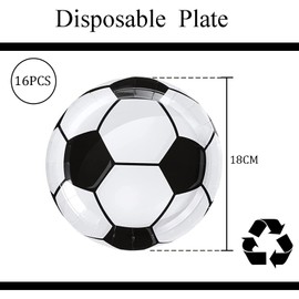 16Pcs 7Inch Football Paper Plates Party Decorations Disposable,White GOAL World Cup Soccer Design Platess,White Football Soccer Plates for Sport Game,Kids Holiday,Football Fans party Decoration