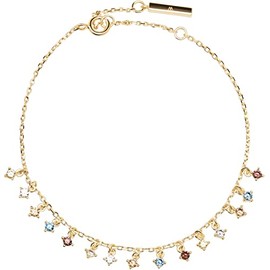 PDPaola Willow PU01-109-U Bracelet in Gold-Plated Silver with 15 Hanging Stones in Five Different Colours, Chain: Adjustable Clasp from 15 to 18 cm, Sterling Silver, Cubic Zirconia