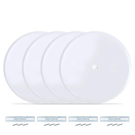 (Pack of 4) Airmont Products AP-12077, 5-inch Ceiling Blank-Up Cover with Center Screw, Fits 3-1/4" to 4" Electric Box, Adjustable Bracket for Screw Hole Spacing 1.75" to 3.5", White Metal