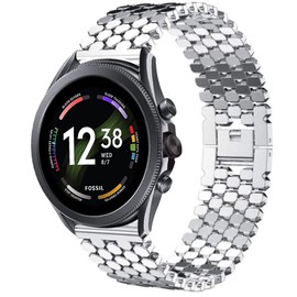 Strap-it Steel Bracelet Fish – Suitable for Fossil Gen 6 – Strap for Smartwatch – 44 mm