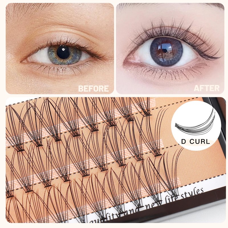 BODERMINCER 10D 60pcs Black Handmade False Eyelashes Natural Long Individual