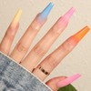 Colourful Summer Ballerina Press on Nails, Long Coffin Fake Nails