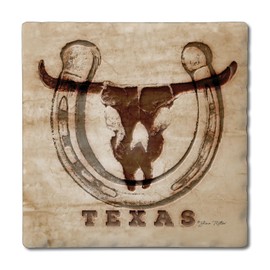 Thirstystone Western Skull 4-Pack Tumbled Tile Stone Coasters with Protective Cork Backing Manufactured in The USA