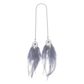 TUCKBOLD 1 Pcs Feather Metal Feather Dream Catcher Car Rear View Mirror Pendant Accessories Car Hanging Ornament Gray