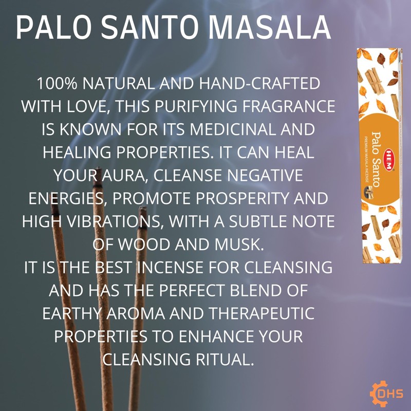 HEM Palo Santo Premium Incense Sticks, Full Pack of 12,