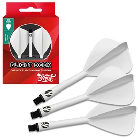 Shot! Darts Flight Deck One Piece Dart Flight and Shaft System, Reduced Deflections, Kite Shaped Flight White (350 Micron) Available in Set of 3 (White, Short)