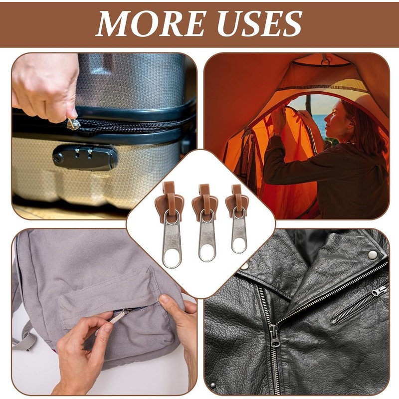 Pack of 12 Zip Slider Replacement, Zip Repair Kit, Removable,