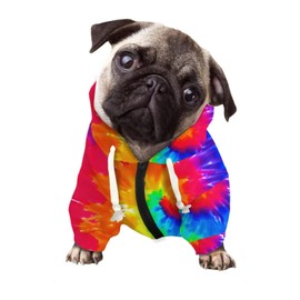 Howilath Dog Hoodie Dog Sweaters with Hat, Tie-dye Rainbow Soft and Warm Dog Sweater for Small Medium Large Dogs Cats Shirt - S