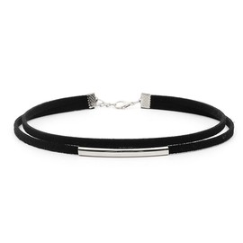 Punk Layered Necklace Silver Bar Choker Black Velvet Necklaces Chain for Women and Girls Choker Necklace Silver Black Velvet Statement Collar Necklaces for Women and Girls