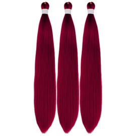 Braiding Hair Pre stretched Dark Red Prestretched Braiding Hair for Black Women Twist Kids Ez Braid Synthetic Knotless Colored Hypoallergenic Boho braids