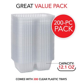 12oz Plastic Nacho Trays (200 Pack) Small Disposable Tray for Nachos & Cheese Dip, Concession Stand Supplies, Movie Night Snacks for Kids, Carnival Party Decorations, Food Boats, Snack Containers