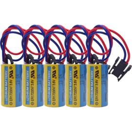 BUCADU 5 Packs A6BAT PLC Battery, MR-BAT 1700mAh ER17330V 2/3A 3.6V Lithium Battery with Plug for FANUC CNC System