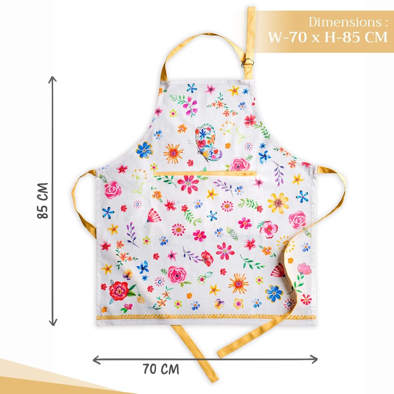 Maison d'Hermine 100% Cotton 1-Piece Kitchen Apron with Adjustable Neck