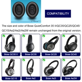 QC35 Ear Pads - Replacement Earpads for Bose QuietComfort 35 II and QC35 Headphones & More (Black)