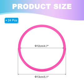 PATIKIL 5.1 Inch Plastic Ring Throwing Rings for Bottles, Pack of 24 Carnival Rings, Plastic Tyres for Speed and Outdoor Skill Exercises, Pink