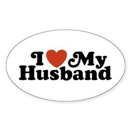 CafePress I Love My Husband Oval Sticker Oval Car Bumper Sticker