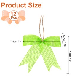 PATIKIL 3 Inch Mini Burlap Bows for Crafts, 12 Pcs Handmade Bow Knot Natural Decorative Ornament Bow Pre-Tied Christmas Bowknot for Festival Holiday Party Supplies, Green