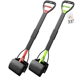 33" Pooper Scooper 2 Pack, XL Tall Handle No Touch Dog Pooper Scooper for Large Small Dogs, Durable Spring & Lightweight, Large Pooper Scooper for Dogs Heavy Duty, Portable Dog Poop Pick Up Tool
