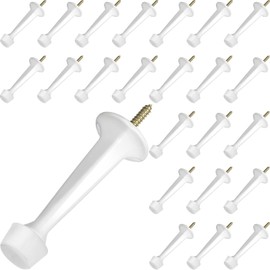 24 Pack Door Stop Heavy Duty Solid Rigid Door Stoppers with Soft Rubber Tip Wall Mount Door Stoppers for Bottom of Door (White)
