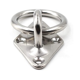 Ceiling Wall Mount Hook Heavy Duty Anchor Diamond Pad Eye Plate with Ring 1/4" 6mm 304 Stainless Steel Great for Yoga Swings Hammocks/Boat Rigging/Marine Deck Hardware/Suspension Training Straps