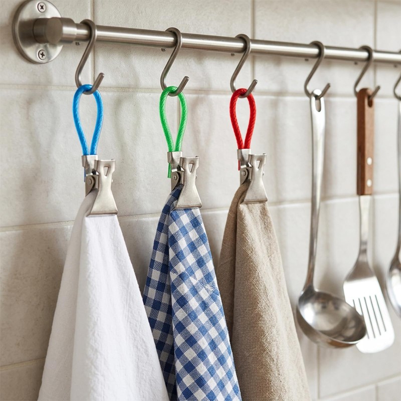 15 Pcs Towels Clips with Hanging Loop, Hanging Towel Clip