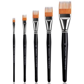 Fuumuui 5PCS Grainer Brush Set - Professional Flat Comb Brushes for Unique Texture Painting Perfect for Artists Acrylic, Watercolor and Oil