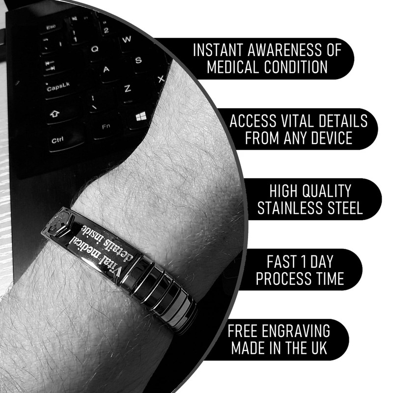 PSTD Medical Bracelet, Complex, Comorbid, Acute etc. Engraved Stainless Steel