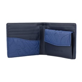 Frank Miura Bifold Wallet, Men's, Women's, Big Money, Good Luck, embossed blue