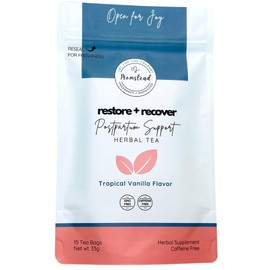 Momstead Restore and Recover Postpartum Support Herbal Tea | Tropical Vanilla Flavor | Nursing Friendly | Postpartum Recovery