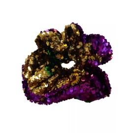 MGC Large Sequin Mardi Gras Scrunchie Purple Green Gold