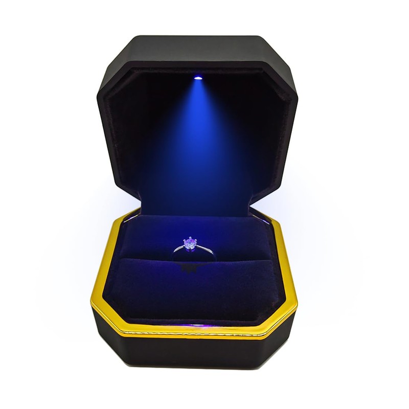 GBYAN Ring Box with LED Light Plastic Jewelry Display Gift