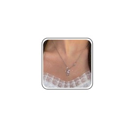 TseenYi Tulip Flower Necklace Pink Tulip Necklace Silver Flower Pendant Necklace Sparkly CZ Floral Necklace Flower Chain Necklace for Bridal Wedding Jewelry