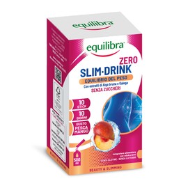 Equilibra Slim Drink Zero Zuccheri, Integratore per Equilibrio del Peso e Metabolismo dei Lipidi, con Alga Bruna, Betulla, Galega, Pilosella, Tarassaco, Drenante Liquidi, Gusto Pesca Mango, 10 Stick