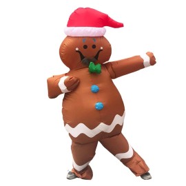 Dehasion Inflatable Christmas Gingerbread Man Costume Christmas Party Blow Up Costume