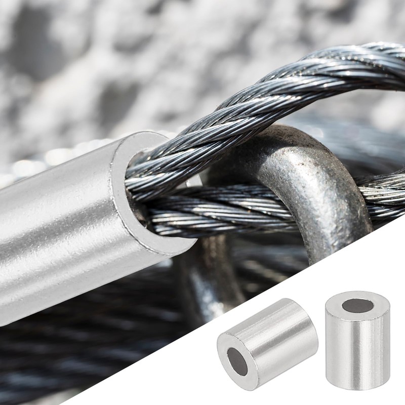 sourcing map 1/16"(1.5mm) Aluminum Crimping Loop Sleeve, Wire Rope Stop
