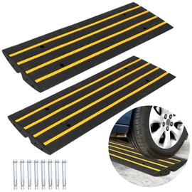 VroomSteel 2 Pack 48" Lx16 Wx2.5 H Rubber Curb Ramps, Rubber Threshold Ramp, Driveway Curb Ramp, Doorway Rubber Ramp 44000 Capacity Curbside Bridge Ramp for Car, Truck, Bike, Motorcycle, Wheelchair