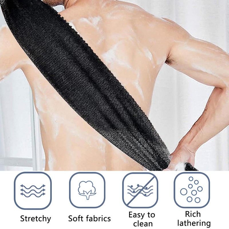 4 Pcs African Exfoliating Net Sponge, 31.5 Inch Long Exfoliating