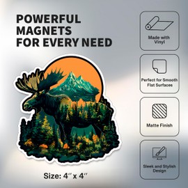 Moose Magnet 4 inch 2 Pack Vinyl for Fun Cute Souvenir Gift Refrigerator Fridge Dishwasher ID44999