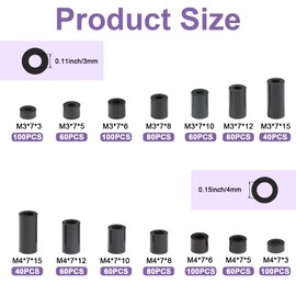Pack of 1000 Round Spacers, ABS Plastic Spacer Sleeves for M3, M4 Screws, Insulation Washers without Thread, Spacer Sleeves Insulation Washers for Screws