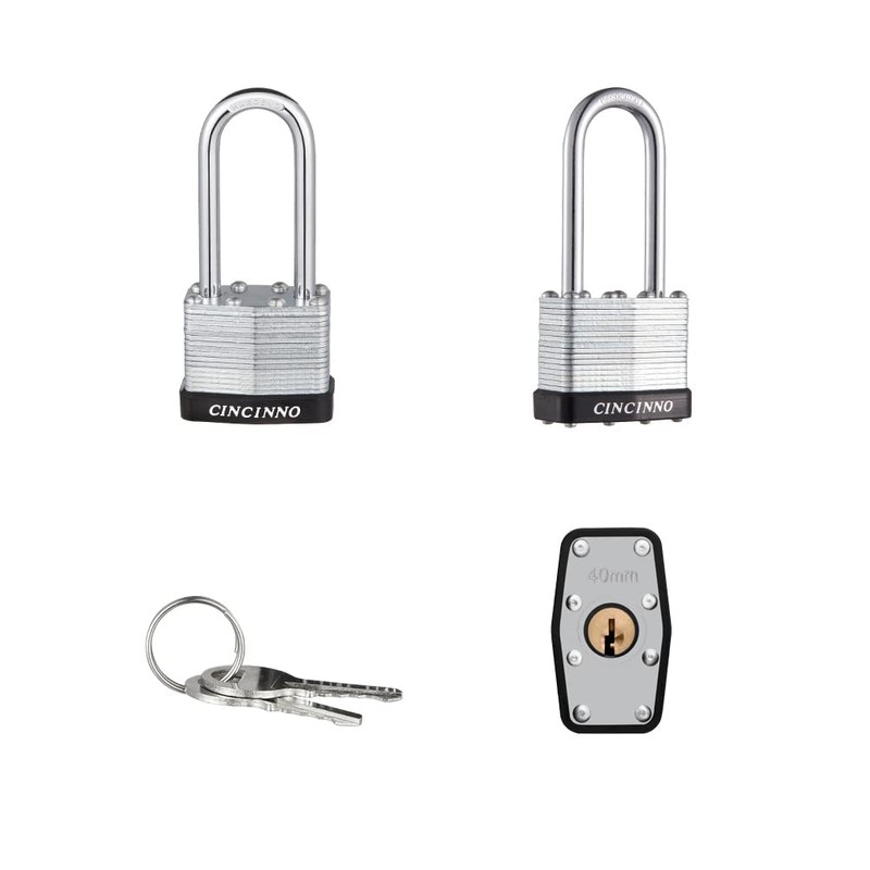 CINCINNO Laminated Steel Padlock with Key，6 Pack Keyed Alike Padlocks